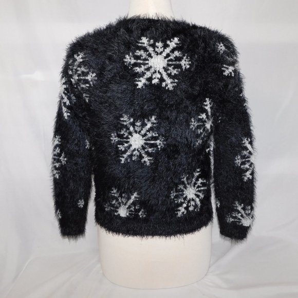 TOPSHOP Womens 4 Black White Snowflake Eyelash Furry Sweater - Picture 7 of 8